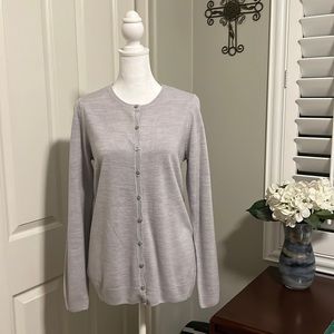 Amelotte Heather Grey Long Sleeve Crew Neck Button Down Cardigan Sweater XS NWT
